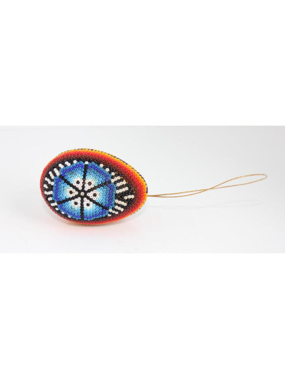 Huichol Indian Beaded Egg Ornament Handmade Mexican Folk Art